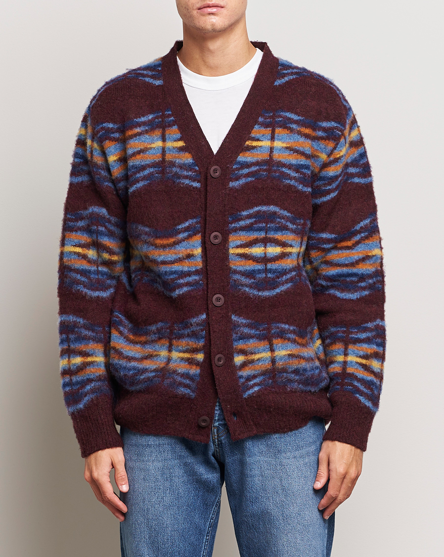 Herre | Trøjer | Howlin' | Brushed Wool Pattern Cardigan Bordeaux