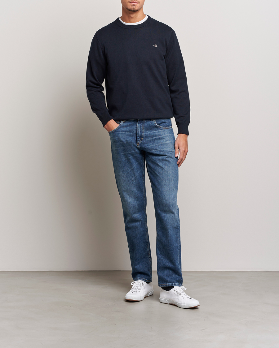 Herre | Trøjer | Gant | Classic Cotton Crew Neck Evening Blue