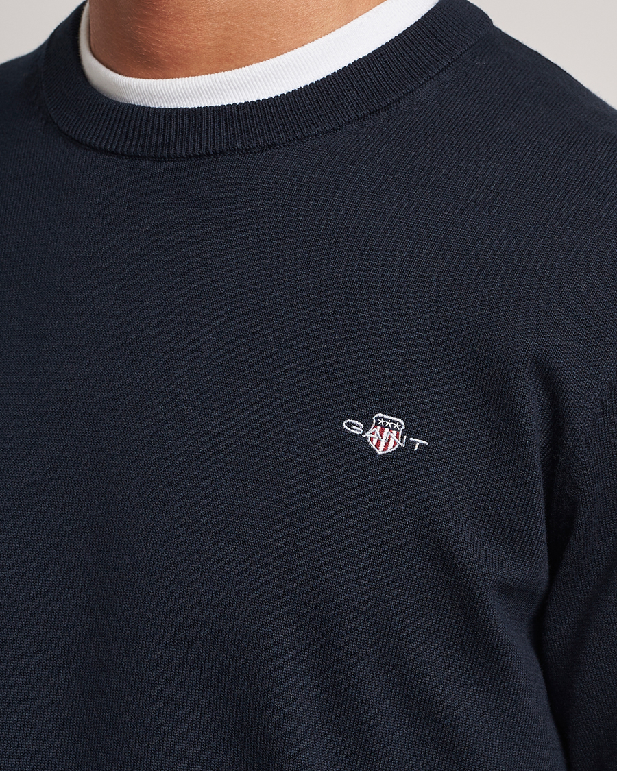 Herre | Trøjer | Gant | Classic Cotton Crew Neck Evening Blue