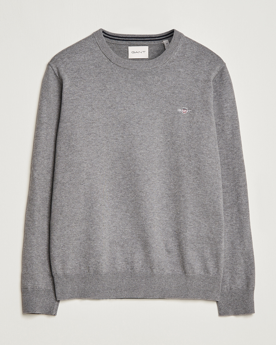 Herre |  | GANT | Classic Cotton Crew Neck Dark Grey Melange