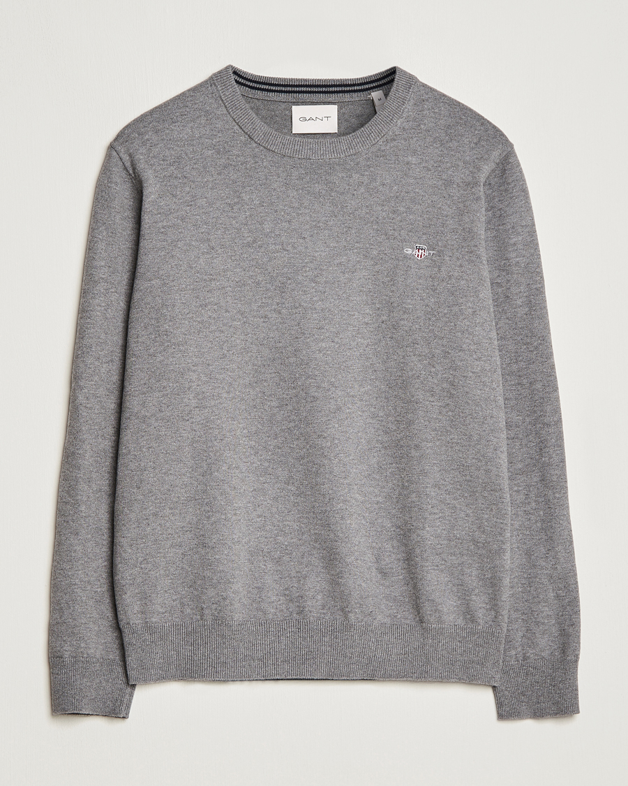 Herre | Trøjer | Gant | Classic Cotton Crew Neck Dark Grey Melange