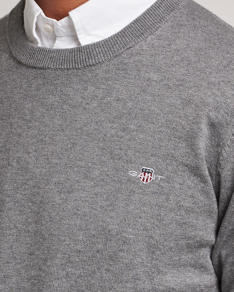 Herre | Trøjer | Gant | Classic Cotton Crew Neck Dark Grey Melange