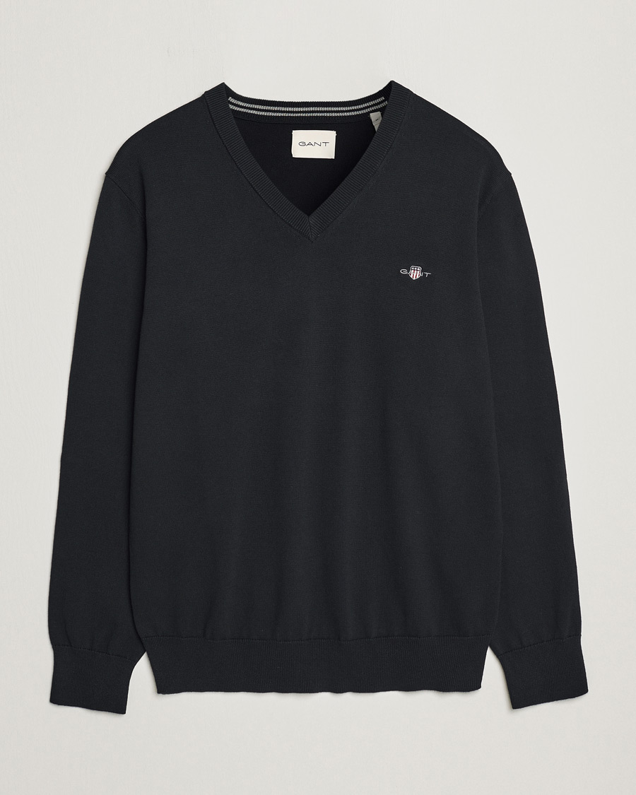 Herre | Trøjer | Gant | Classic Cotton V-Neck Black