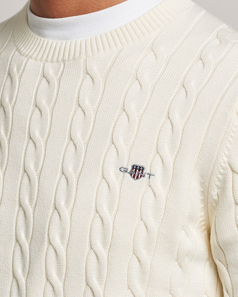 Herre | Trøjer | Gant | Cotton Cable Crew Neck Cream