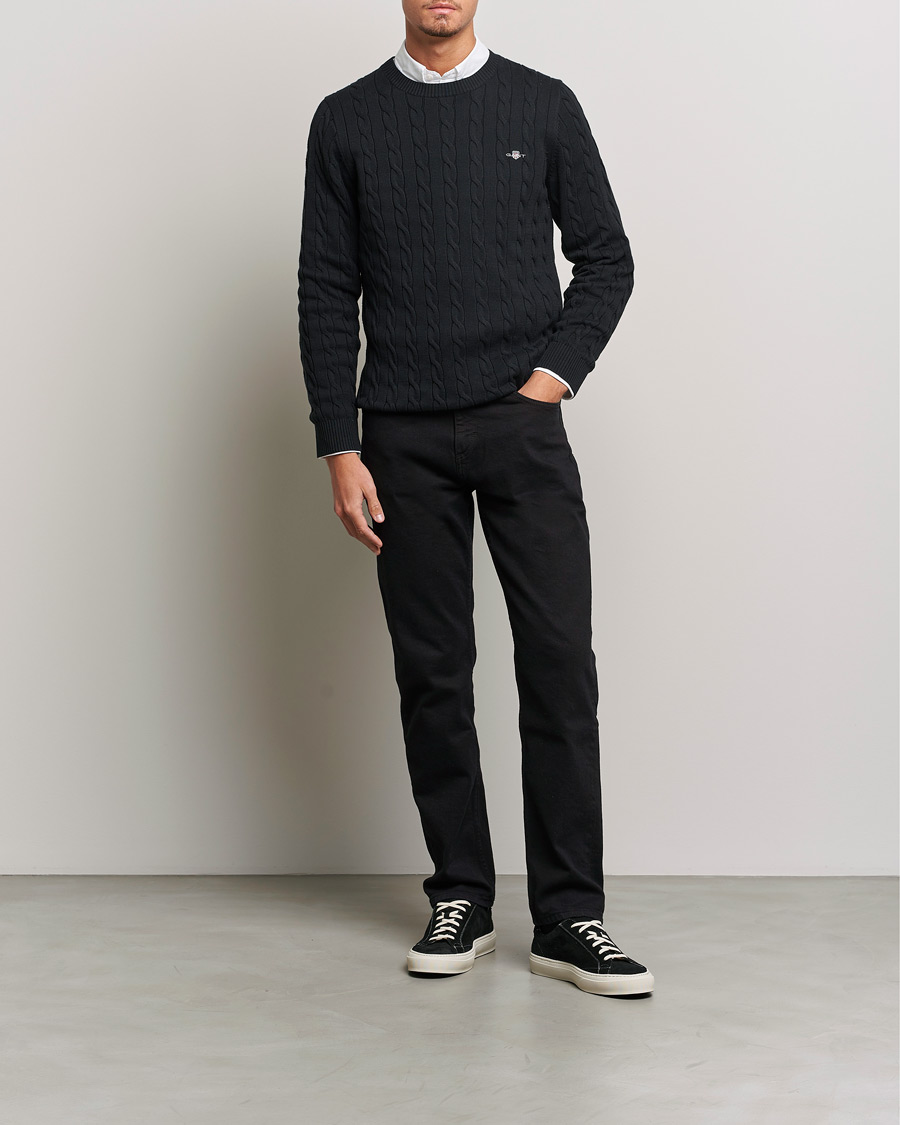 Herre | Trøjer | Gant | Cotton Cable Crew Neck Black