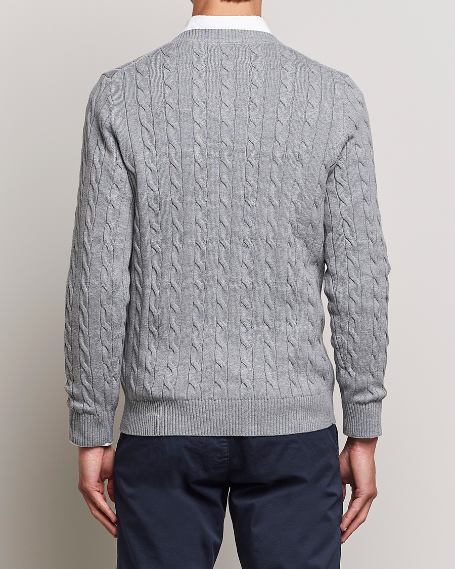Herre | Trøjer | Gant | Cotton Cable Crew Neck Grey Melange