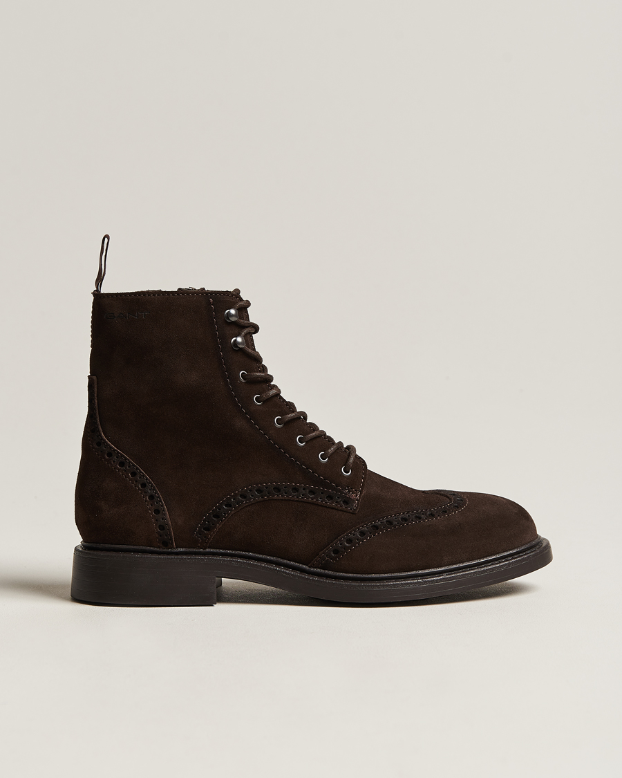 Herre | GANT Millbro Suede Brouge Mid Boot Dark Brown | GANT | Millbro Suede Brouge Mid Boot Dark Brown