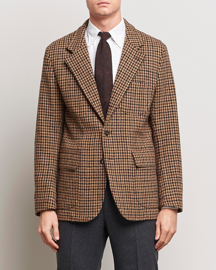 Herre | Blazere & jakker | Drake's | MKVII Harris Tweed Games Houndstooth Blazer Brown
