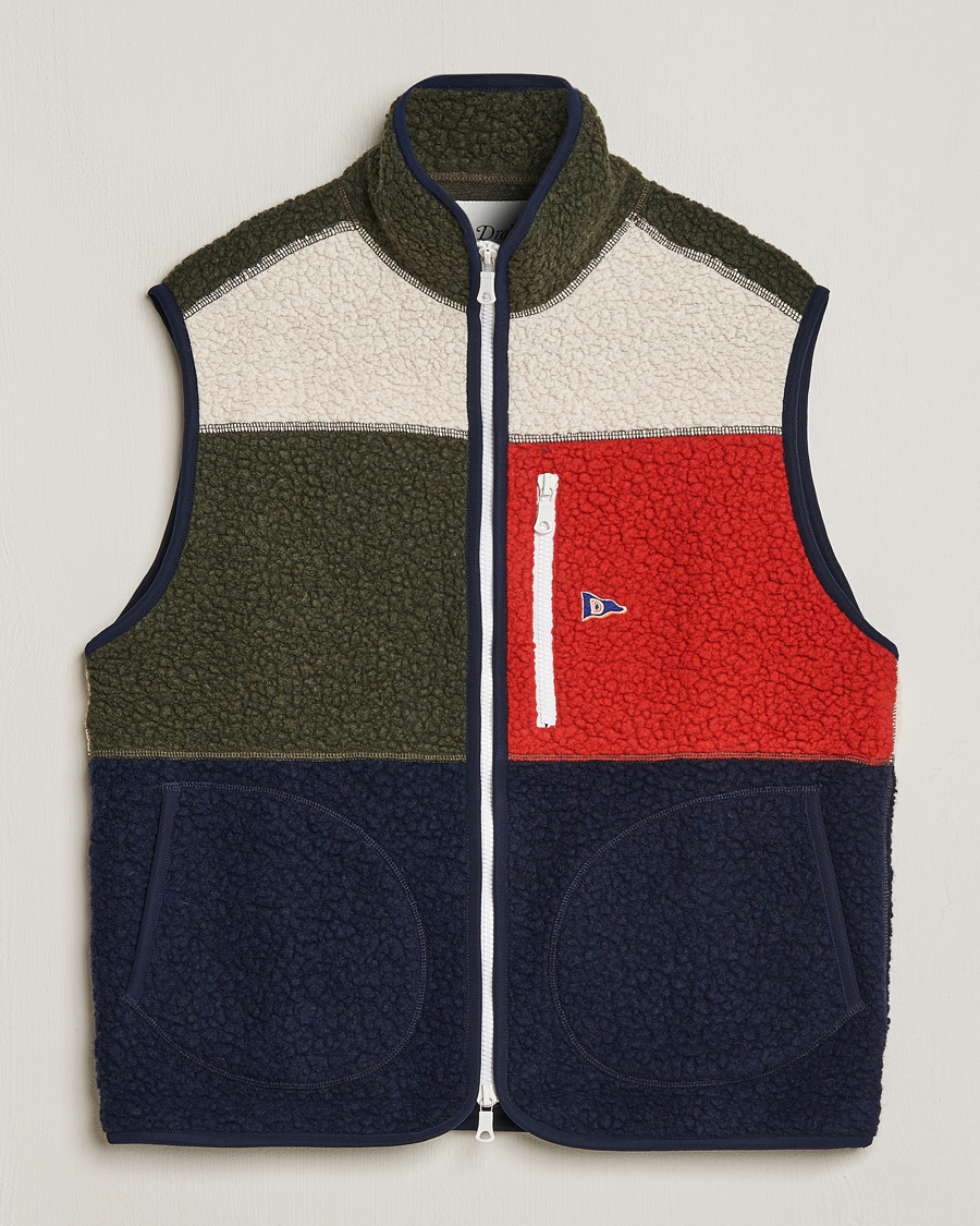 Herre | Veste | Drake's | Colourblock Boucle Zip Fleece Vest Multi