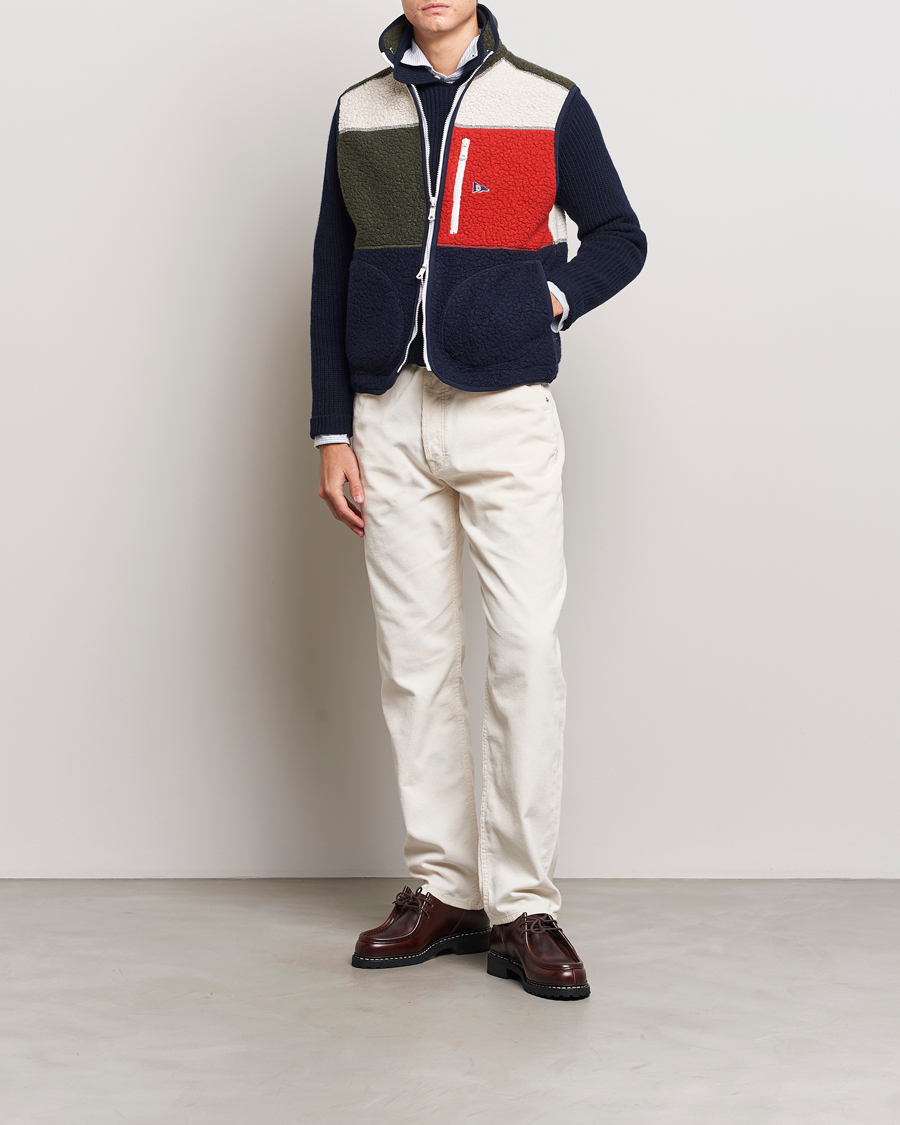 Herre | Veste | Drake's | Colourblock Boucle Zip Fleece Vest Multi