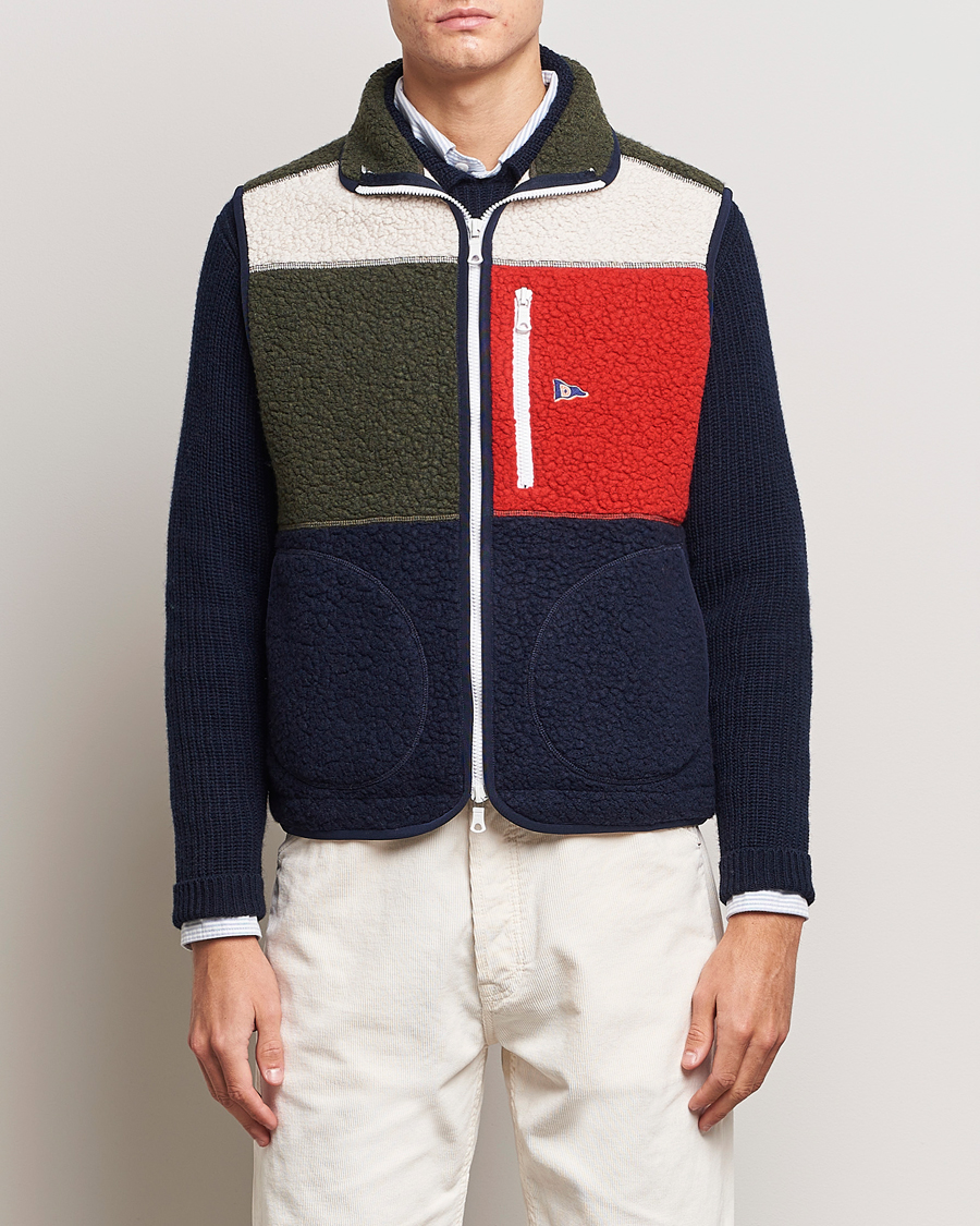 Herre | Trøjer | Drake's | Colourblock Boucle Zip Fleece Vest Multi