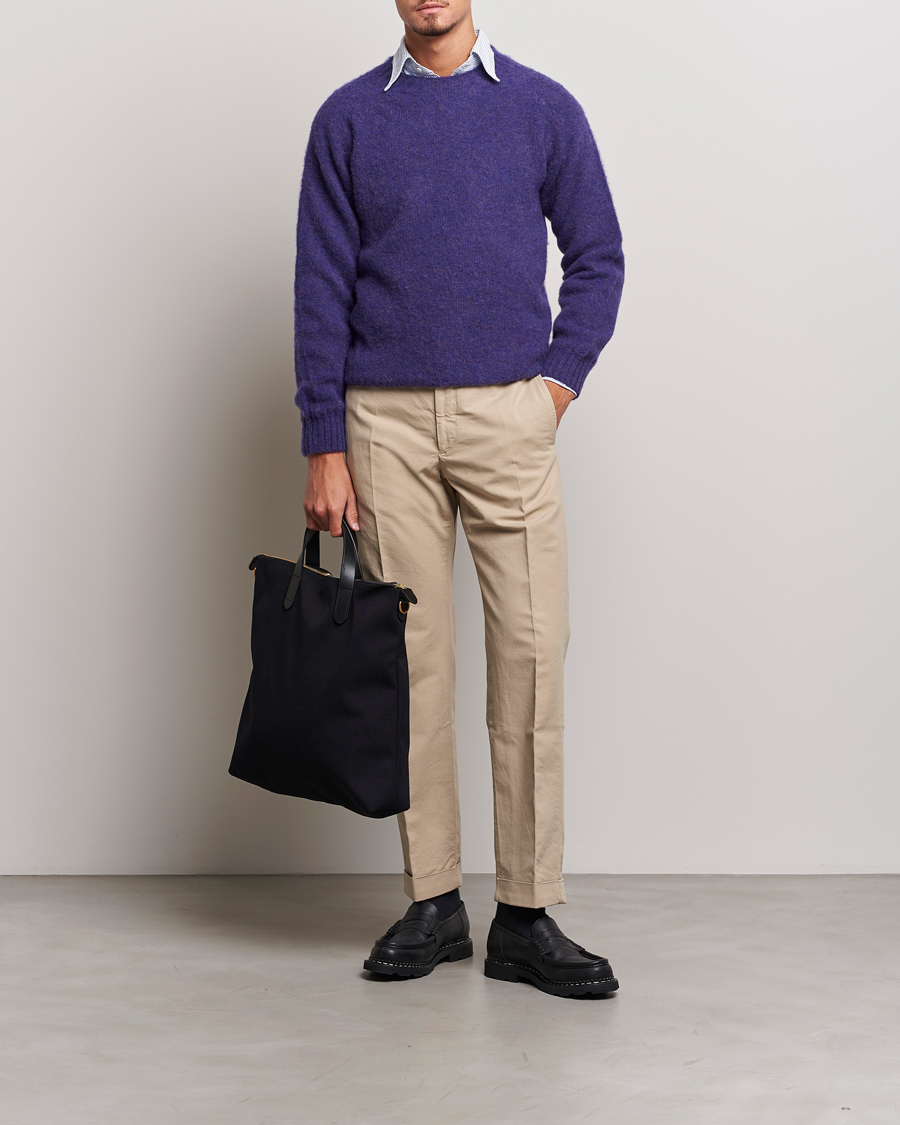 Herre | Trøjer | Drake's | Brushed Shetland Crew Purple
