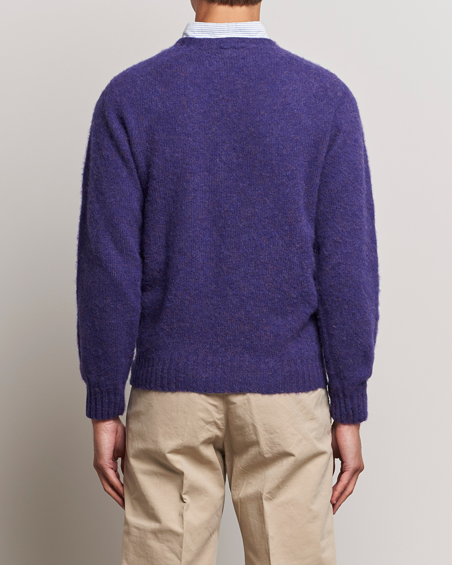 Herre | Trøjer | Drake's | Brushed Shetland Crew Purple