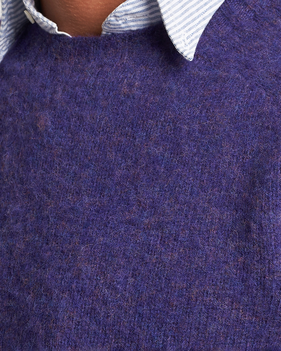 Herre | Trøjer | Drake's | Brushed Shetland Crew Purple