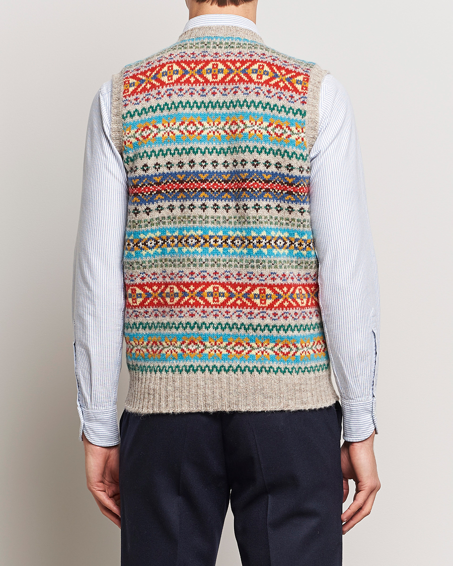 Herre | Trøjer | Drake's | Fairisle Print Wool Vest Multi