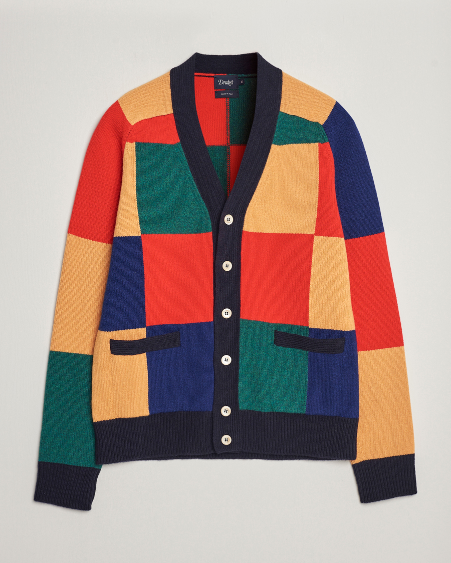 Herre | Trøjer | Drake's | Patchwork Cardigan Multi