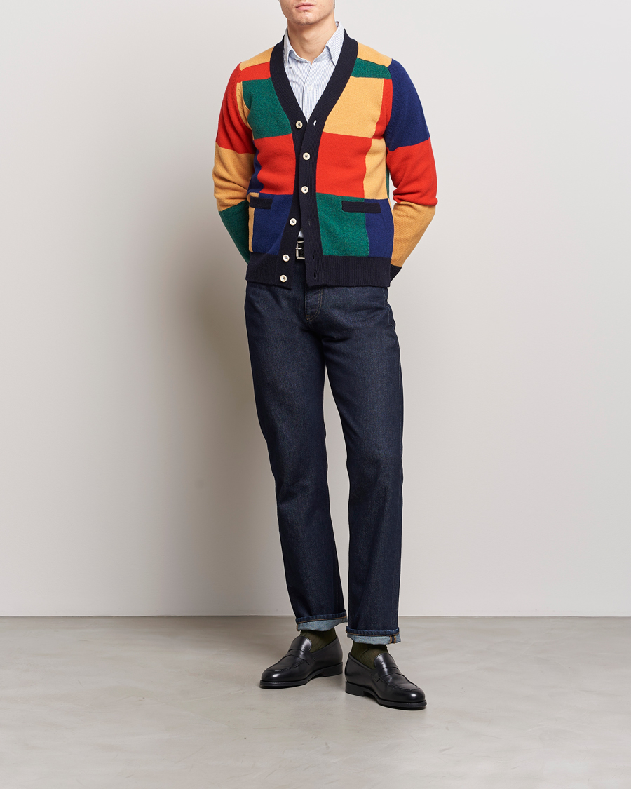 Herre | Trøjer | Drake's | Patchwork Cardigan Multi