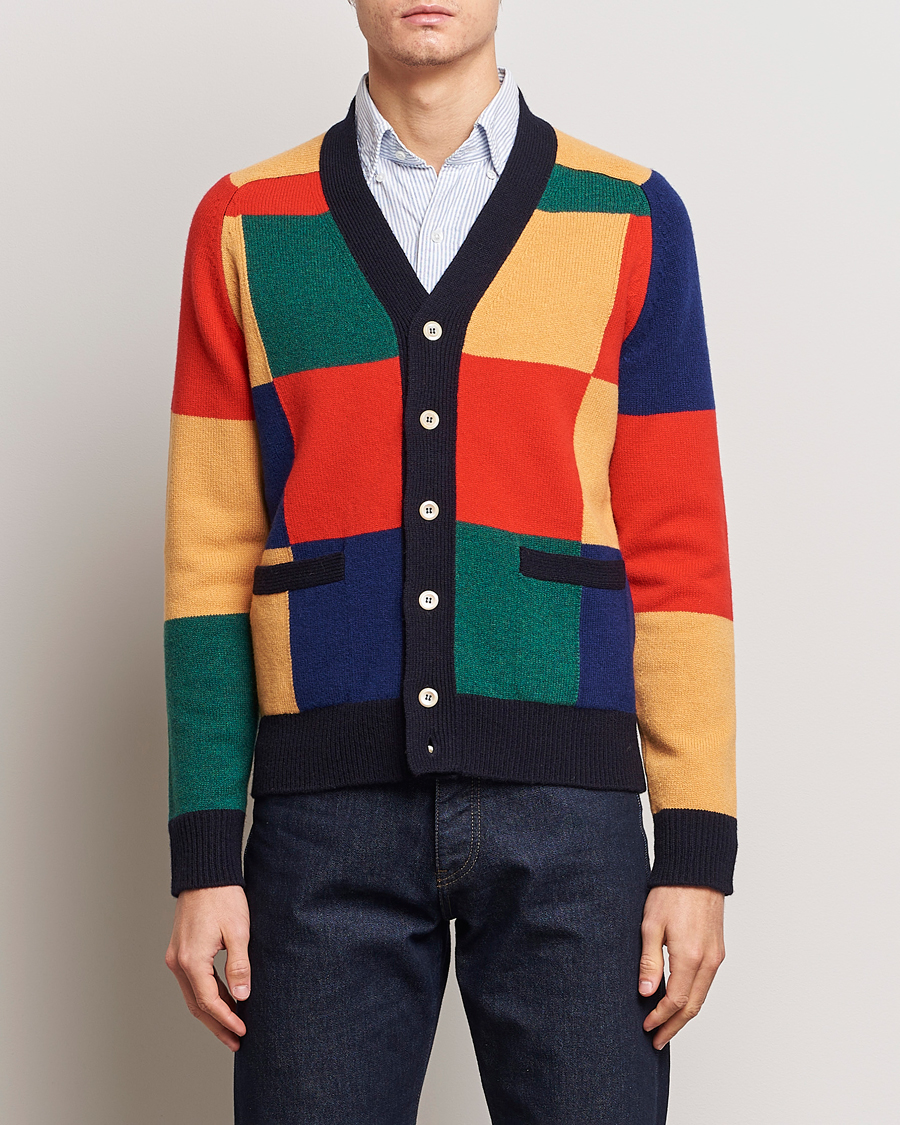 Herre | Trøjer | Drake's | Patchwork Cardigan Multi