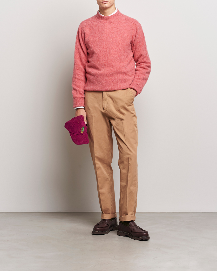 Herre | Trøjer | Drake's | Brushed Shetland Mock Neck Jumper Pink