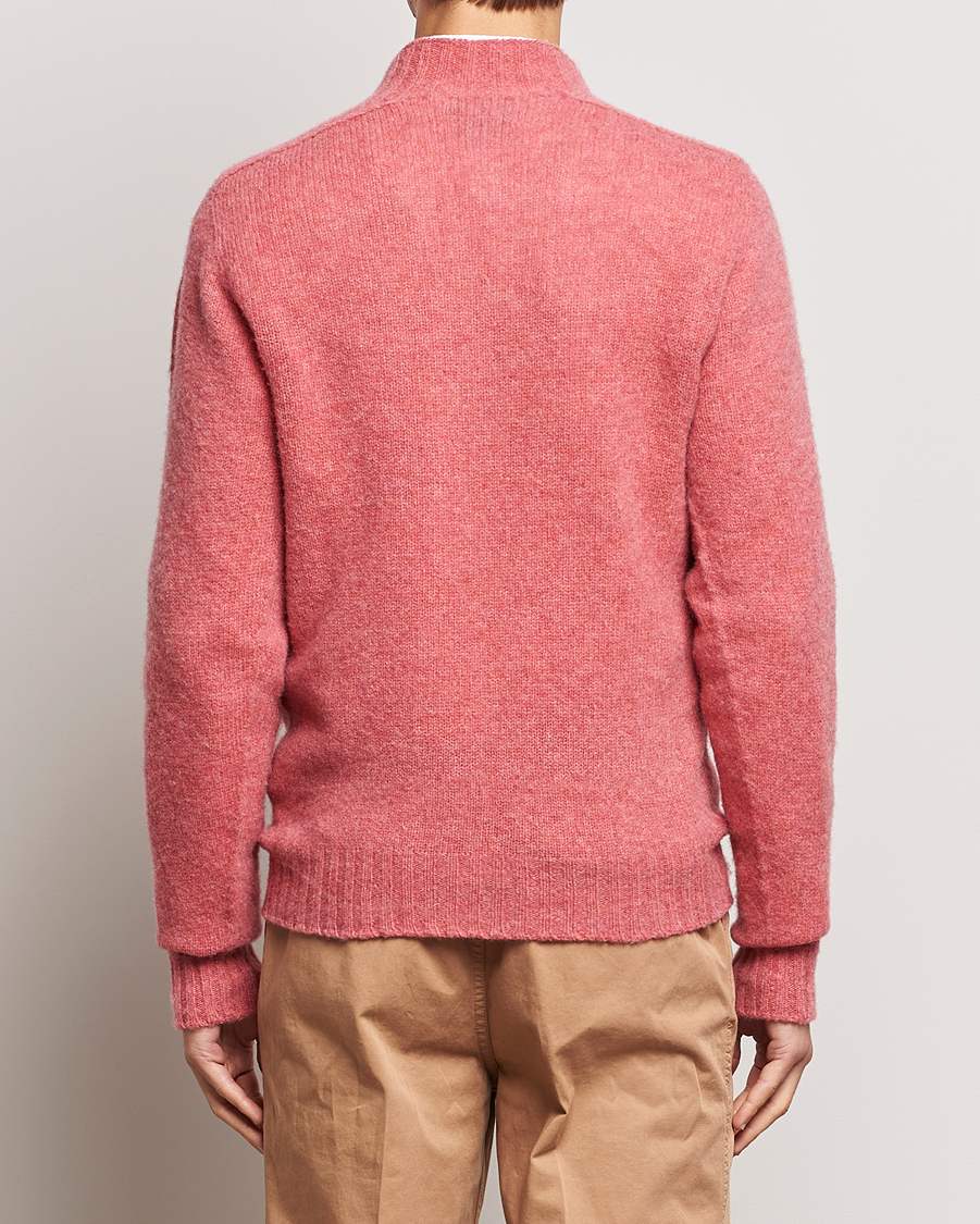 Herre | Trøjer | Drake's | Brushed Shetland Mock Neck Jumper Pink