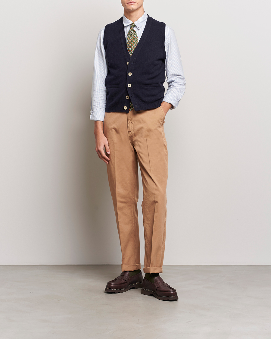 Herre | Trøjer | Drake's | Lambswool Vest Cardigan Navy