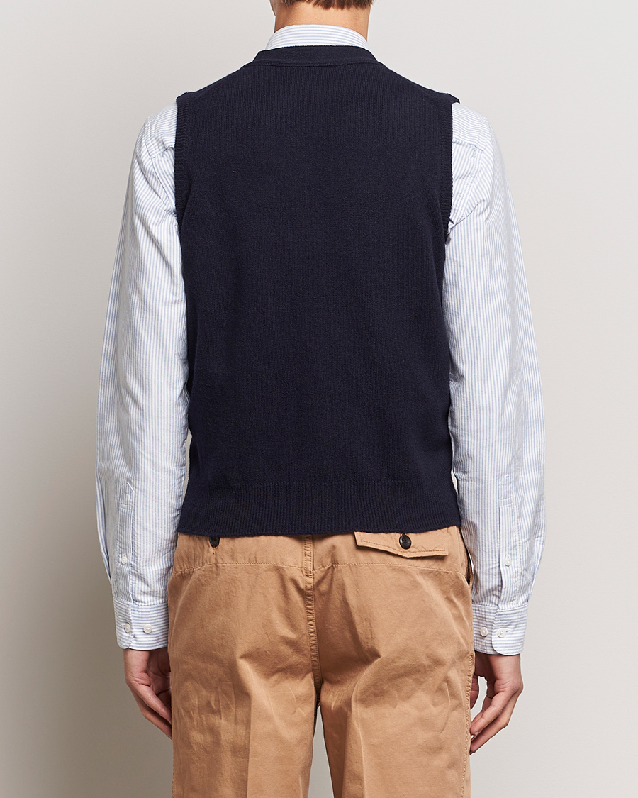Herre | Trøjer | Drake's | Lambswool Vest Cardigan Navy
