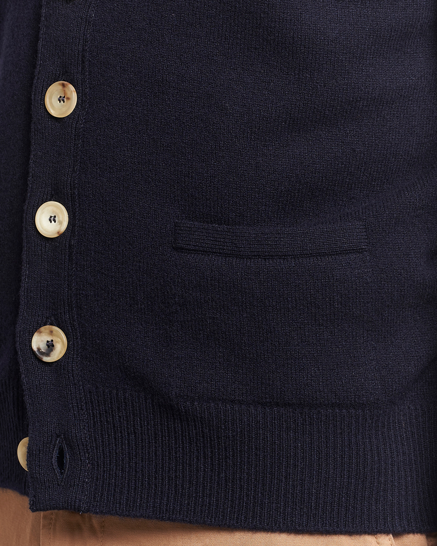 Herre | Trøjer | Drake's | Lambswool Vest Cardigan Navy