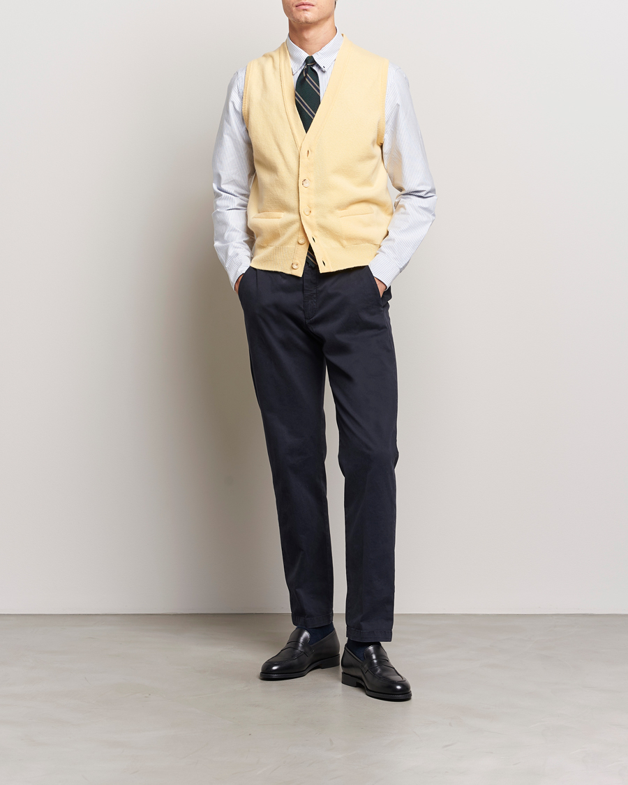Herre | Trøjer | Drake's | Lambswool Vest Cardigan Yellow