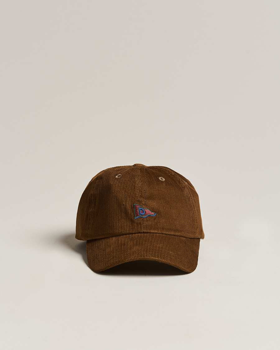Herre | Drake's D Flag Logo Cord Baseball Cap Brown | Drake's | D Flag Logo Cord Baseball Cap Brown