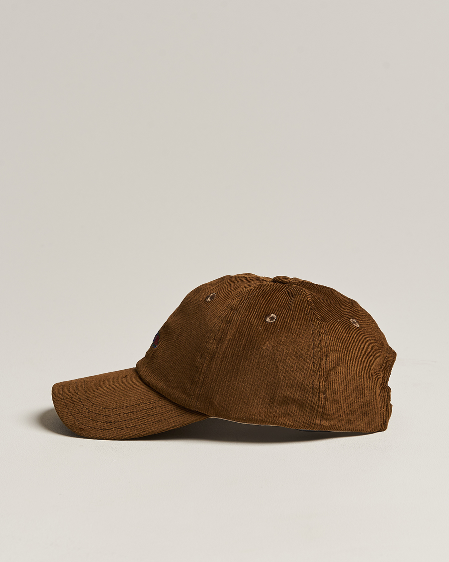 Herre | Drake's D Flag Logo Cord Baseball Cap Brown | Drake's | D Flag Logo Cord Baseball Cap Brown
