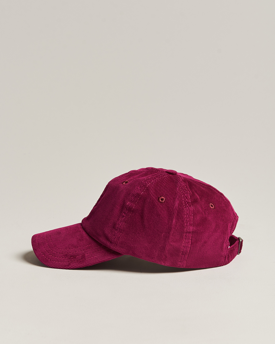 Herre | Drake's Flowers Logo Cord Baseball Cap Burgundy | Drake's | Flowers Logo Cord Baseball Cap Burgundy