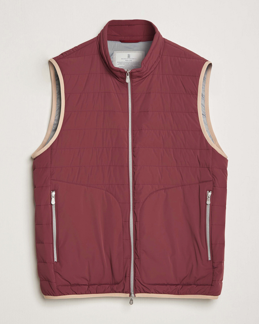 Herre | Jakker | Brunello Cucinelli | Nylon Down Vest Burgundy