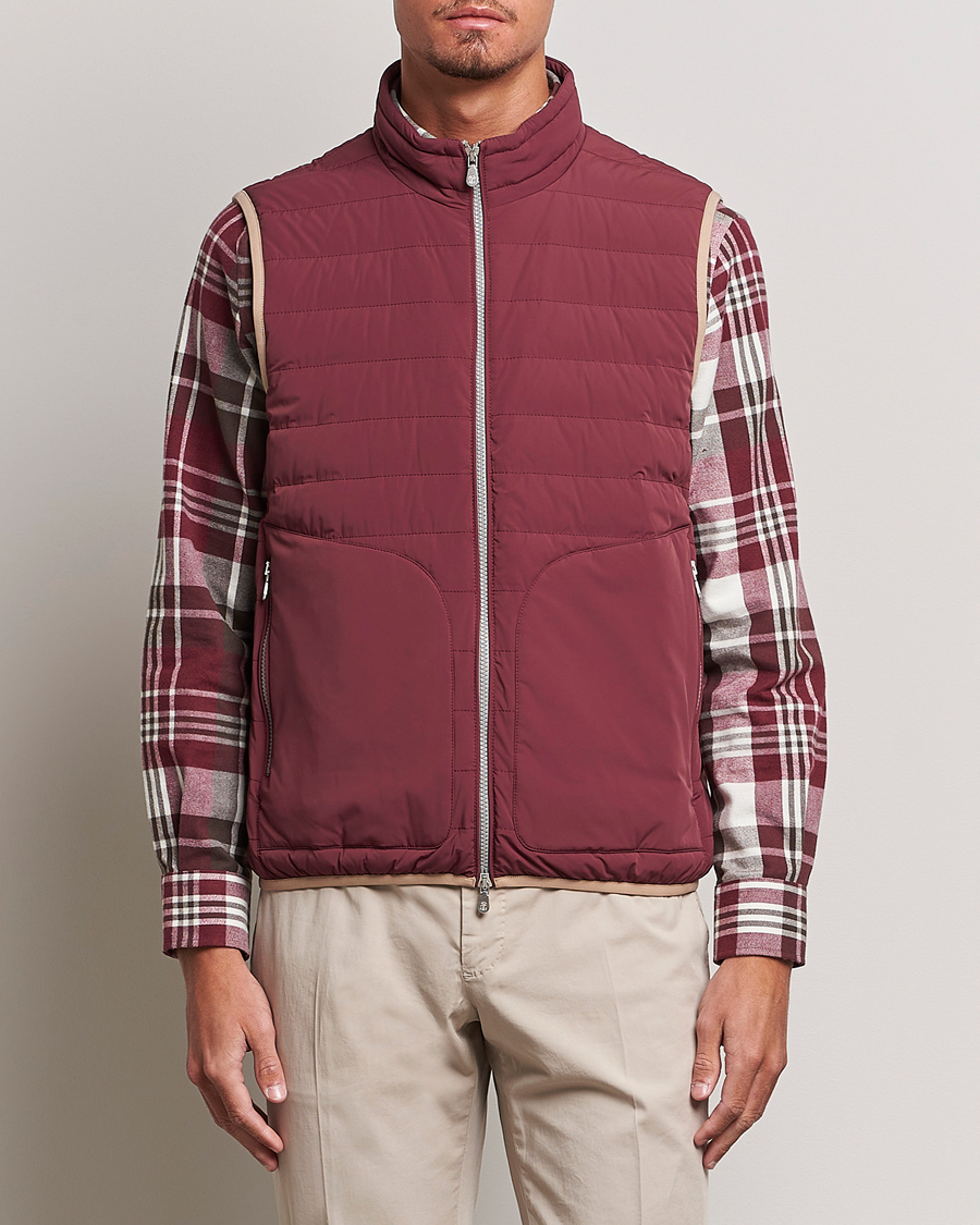 Herre | Jakker | Brunello Cucinelli | Nylon Down Vest Burgundy