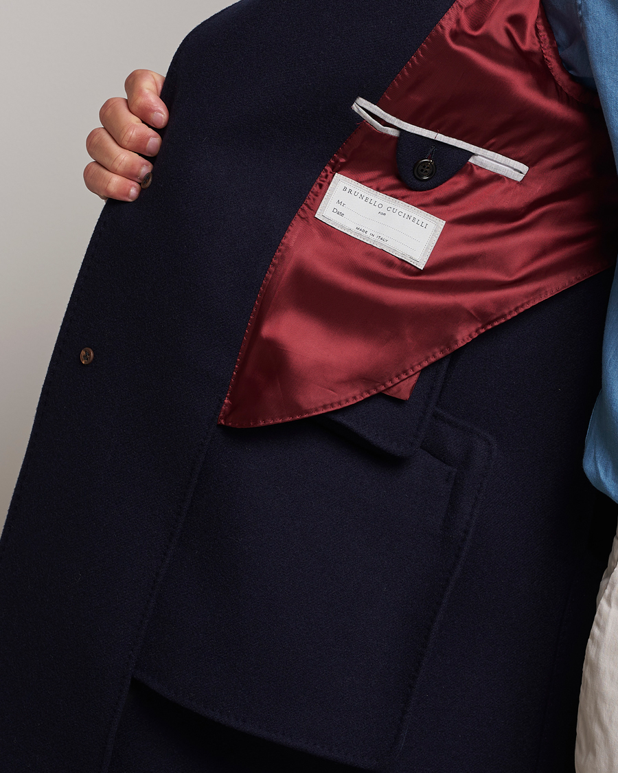 Herre | Jakker | Brunello Cucinelli | Wool/Cashmere Single Breasted Coat Navy