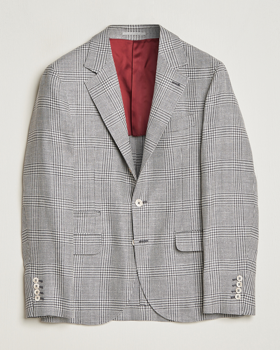 Herre | Blazere & jakker | Brunello Cucinelli | Prince Of Wales Check Blazer Pearl Grey