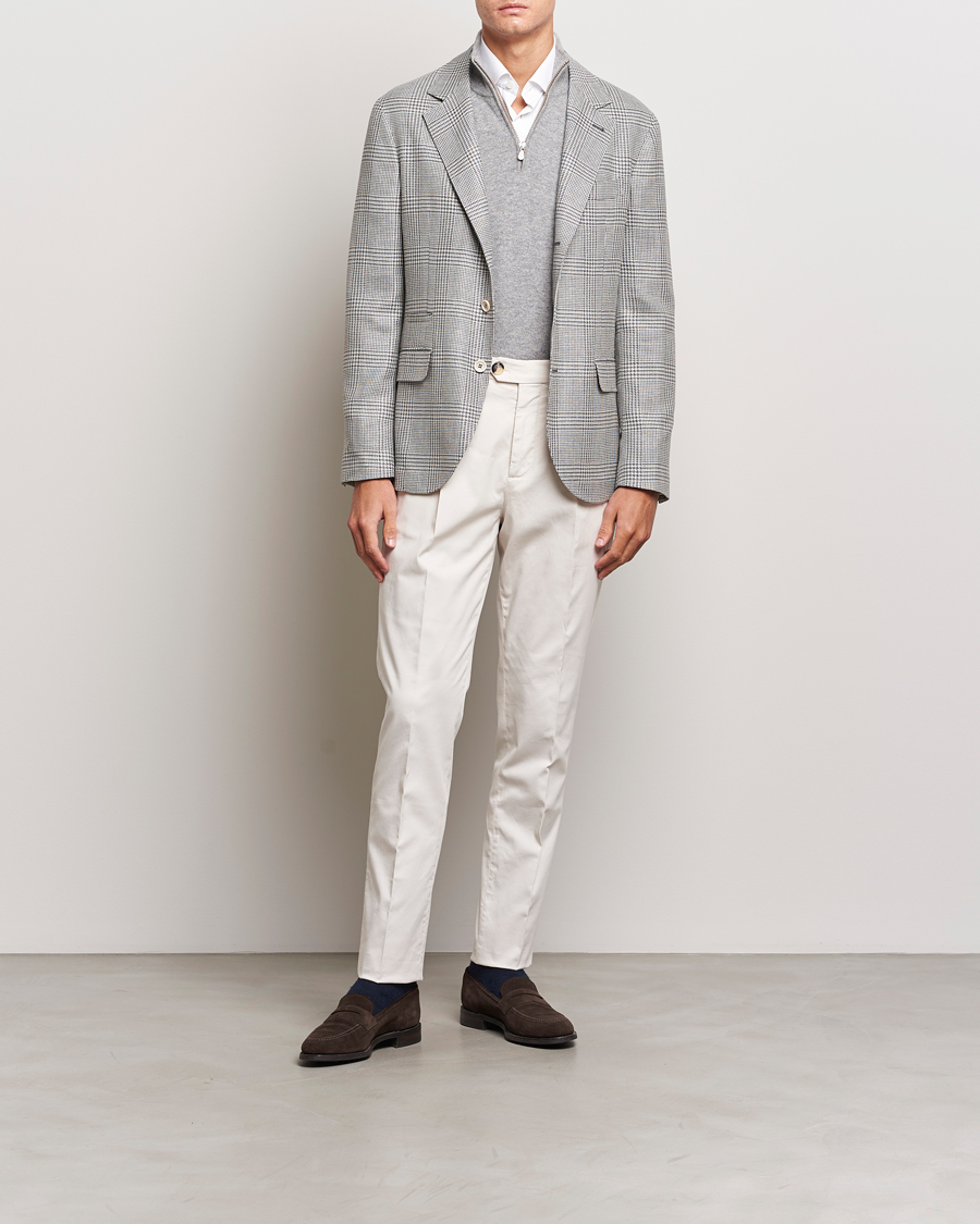 Herre | Blazere & jakker | Brunello Cucinelli | Prince Of Wales Check Blazer Pearl Grey