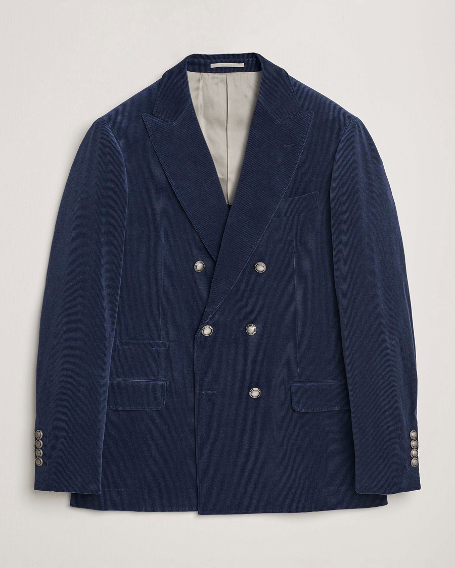 Herre | Blazere & jakker | Brunello Cucinelli | Double Breasted Corduroy Blazer Royal Blue