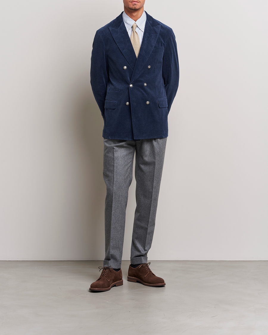 Herre | Blazere & jakker | Brunello Cucinelli | Double Breasted Corduroy Blazer Royal Blue