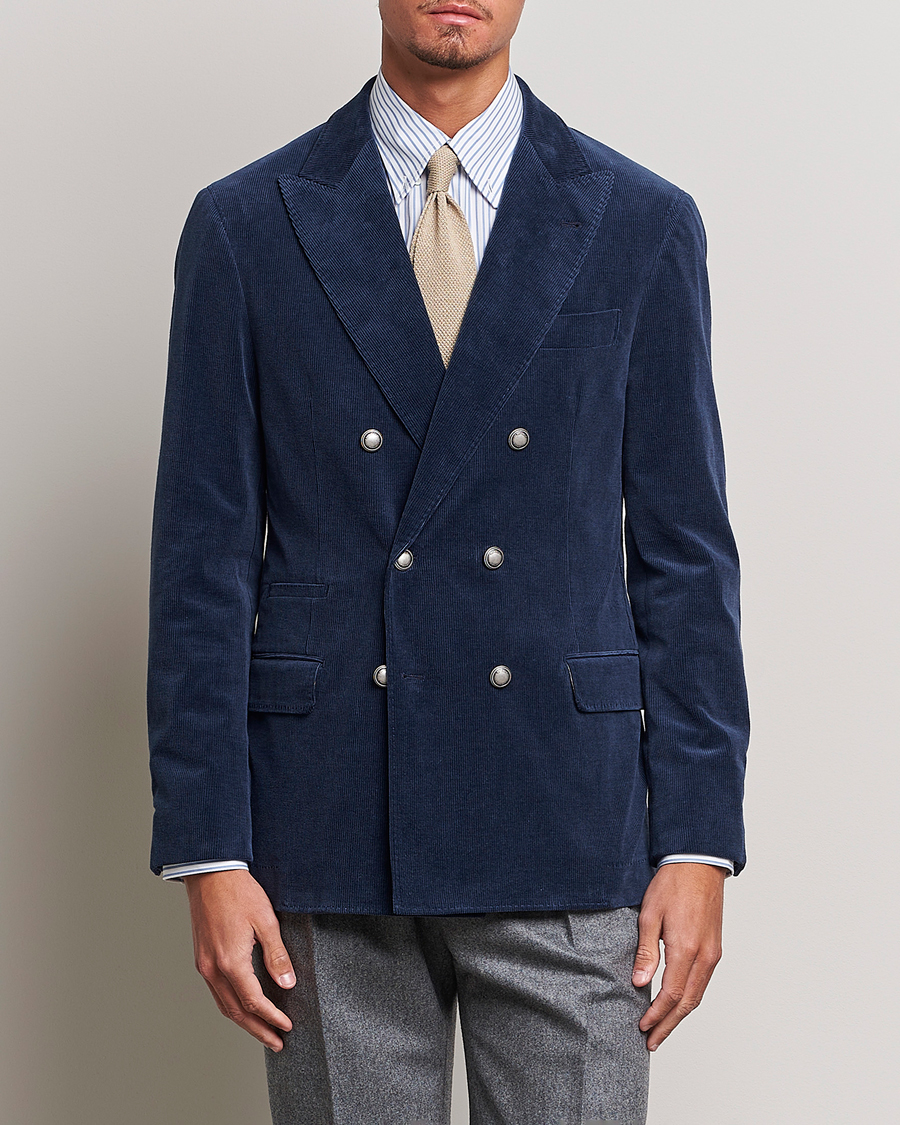 Herre | Blazere & jakker | Brunello Cucinelli | Double Breasted Corduroy Blazer Royal Blue