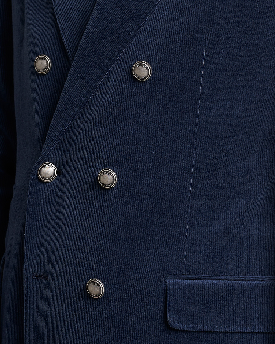 Herre | Blazere & jakker | Brunello Cucinelli | Double Breasted Corduroy Blazer Royal Blue
