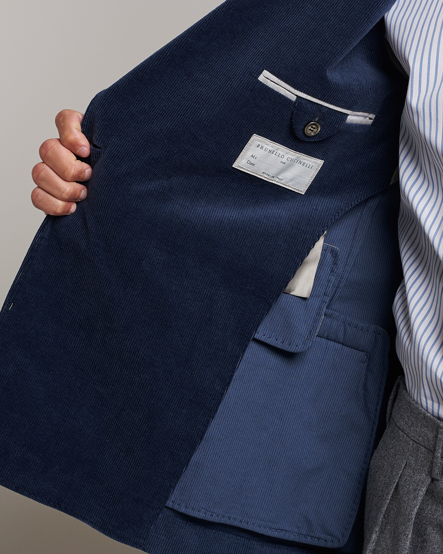Herre | Blazere & jakker | Brunello Cucinelli | Double Breasted Corduroy Blazer Royal Blue
