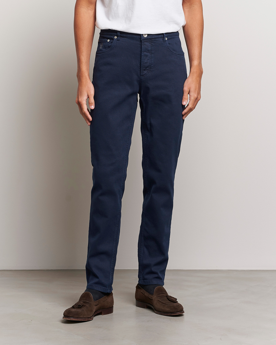 Herre | Bukser | Brunello Cucinelli | Slim Fit Bull Denim Pants Navy