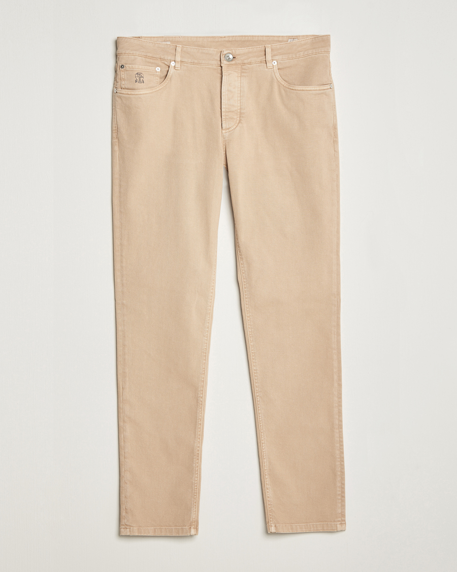 Herre | Quiet Luxury | Brunello Cucinelli | Traditional Fit 5-Pocket Pants Beige