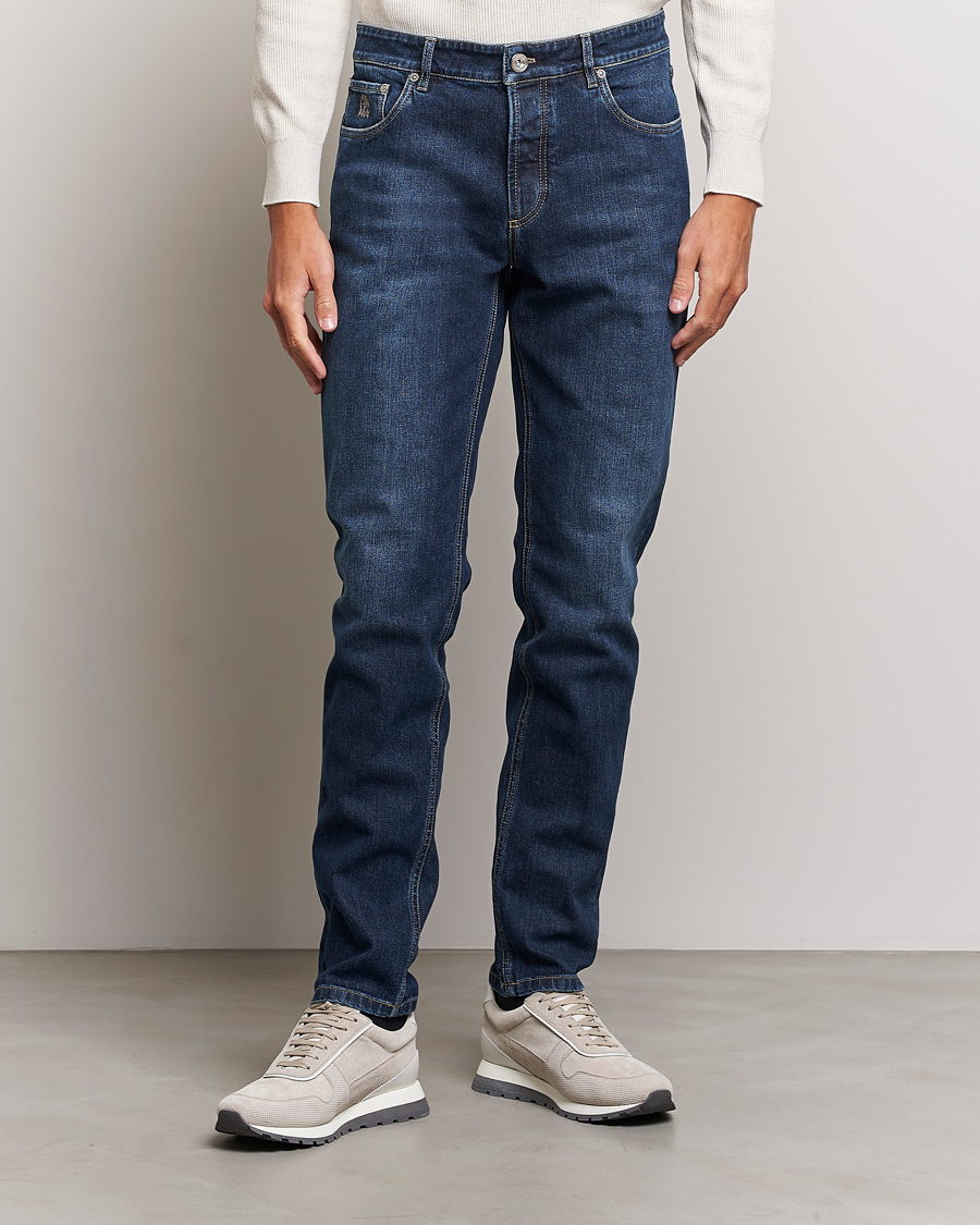 Herre | Slim fit | Brunello Cucinelli | Slim Fit Jeans Dark Blue Wash