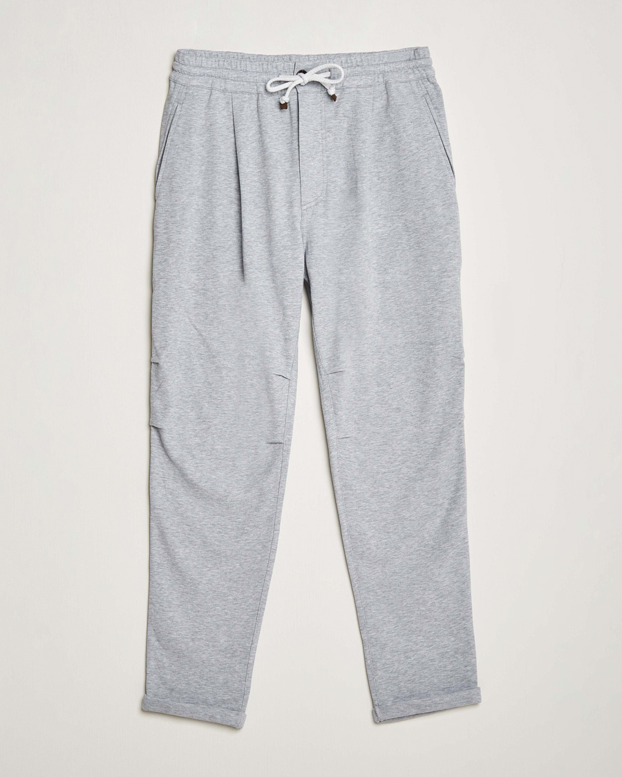 Herre | Bukser | Brunello Cucinelli | Pleated Soft Sweatpants Grey Melange