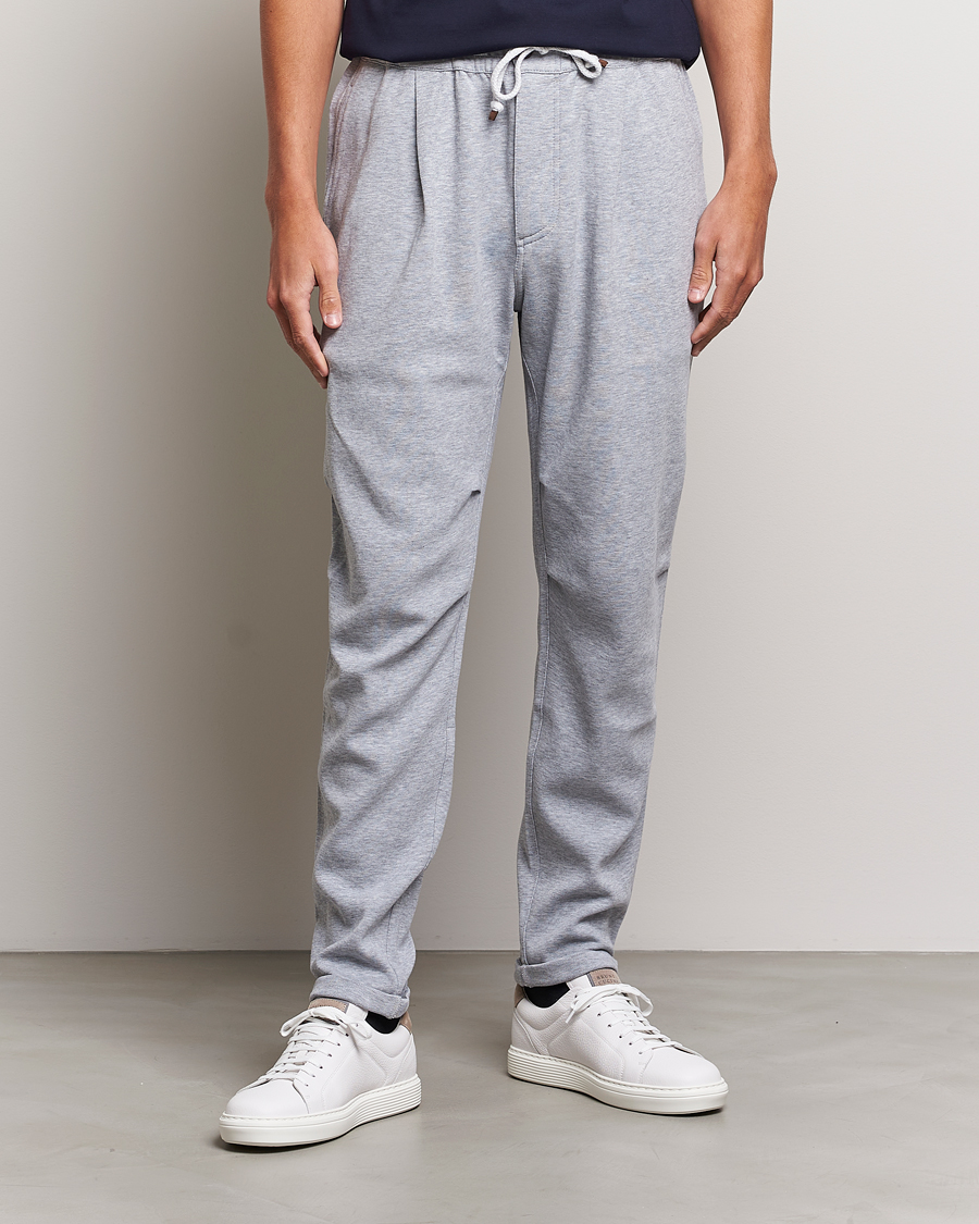 Herre | Bukser | Brunello Cucinelli | Pleated Soft Sweatpants Grey Melange