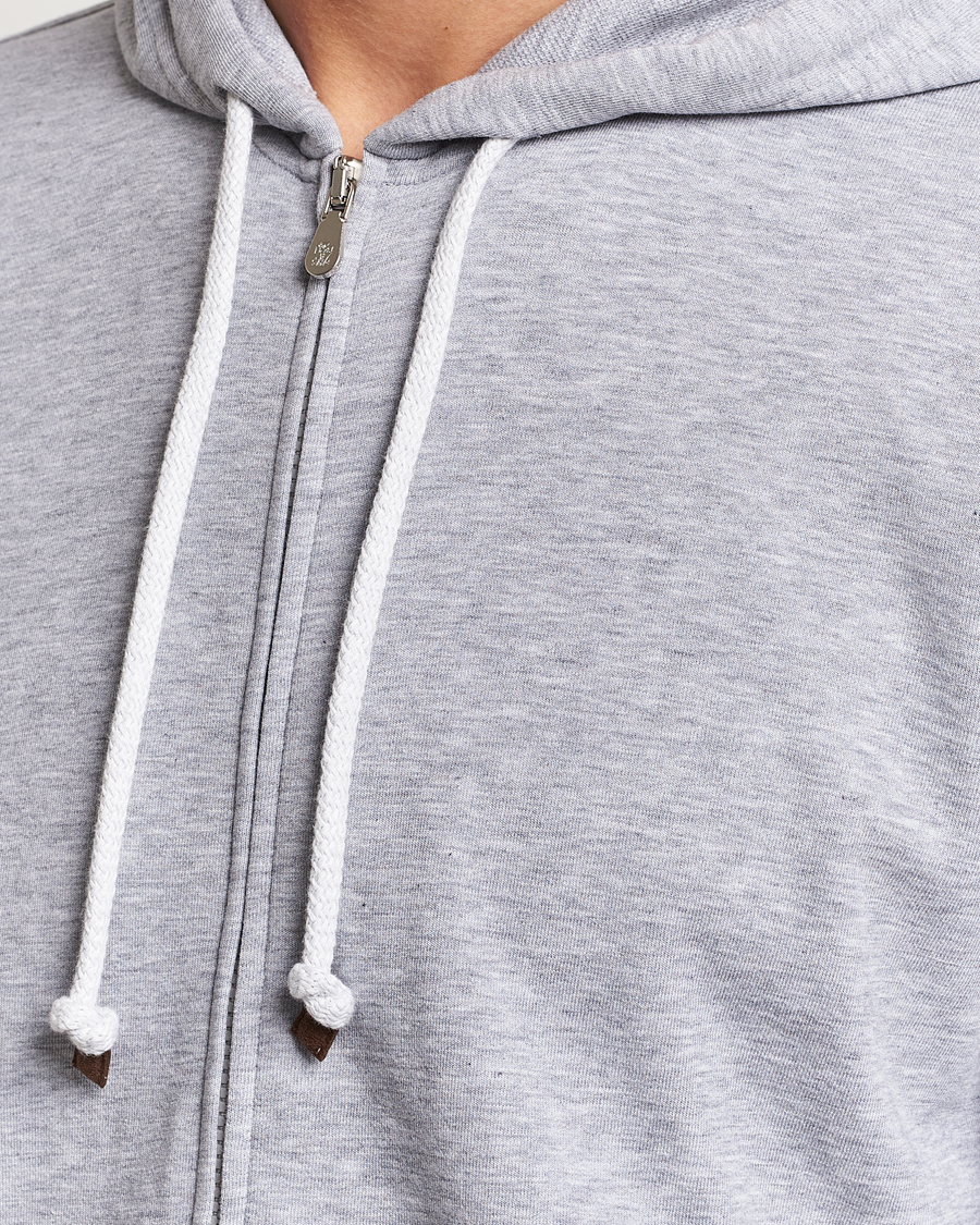 Herre | Trøjer | Brunello Cucinelli | Full Zip Hooded Sweater Grey Melange