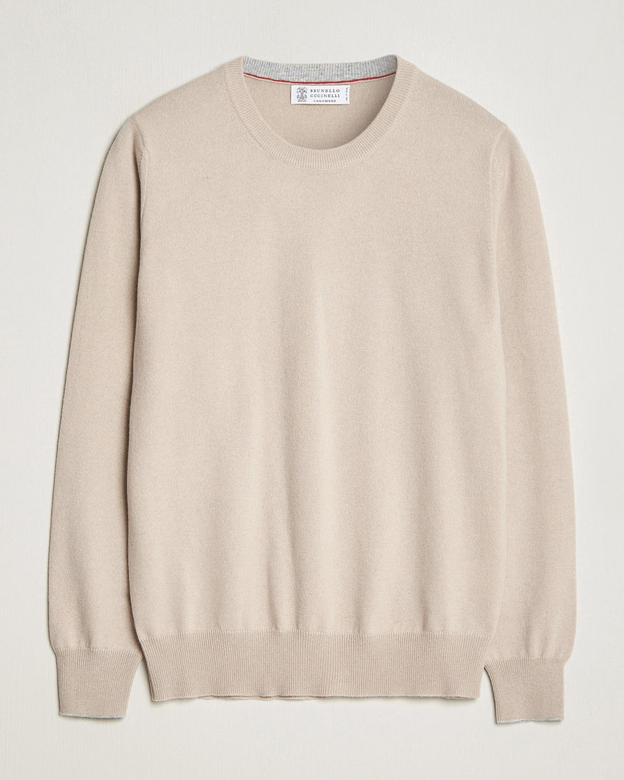 Herre | Trøjer | Brunello Cucinelli | 2 Ply Cashmere Pullover Beige