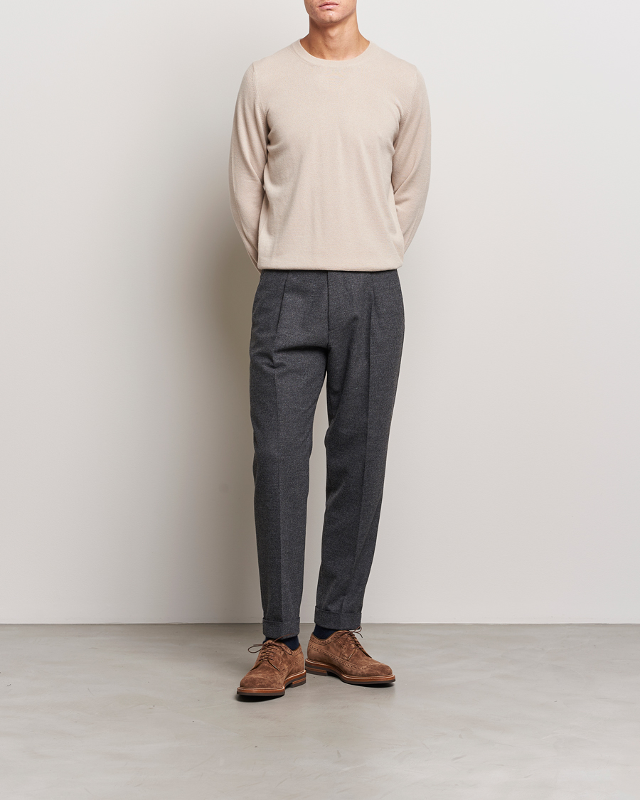 Herre | Trøjer | Brunello Cucinelli | 2 Ply Cashmere Pullover Beige