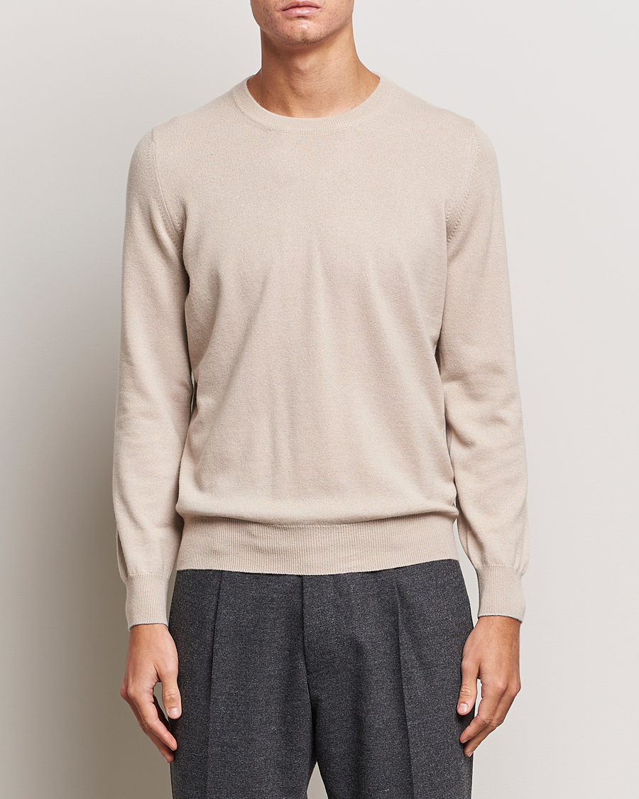 Herre | Trøjer | Brunello Cucinelli | 2 Ply Cashmere Pullover Beige